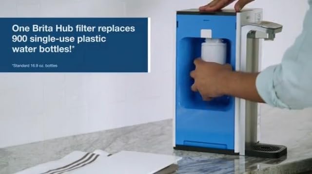 Brita Hub Replacement Water Filter, BPA-Free, Replaces 900 Plastic Water Bottles, Lasts Six Months or 120 Gallons, Includes 1 Filter, Kitchen Essential, White