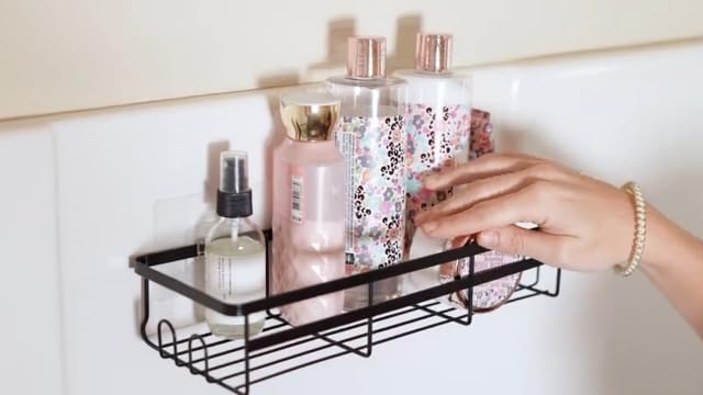 WOWBOX 2 Pack Adhesive Shower Caddies, No Drill Bathroom Shelves, Large