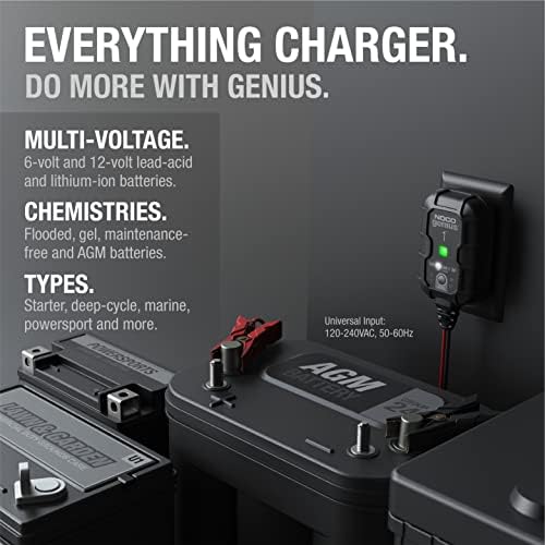 NOCO GENIUS1 1A 6/12V Smart Battery Charger, Trickle Charger & Maintainer