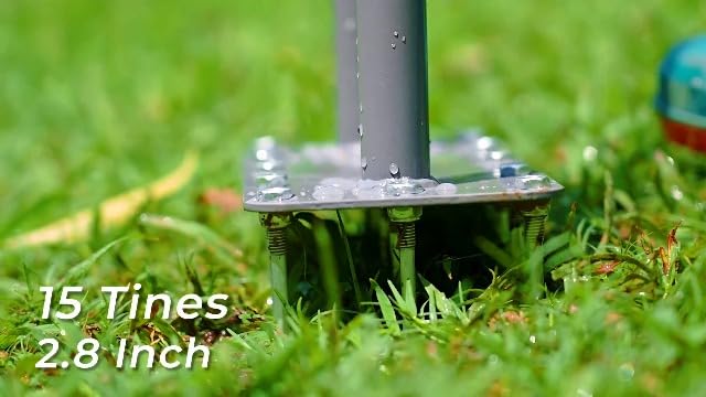 Walensee Manual Lawn Aerator Tool with 15 Iron Spikes, Garden Spike Aerator