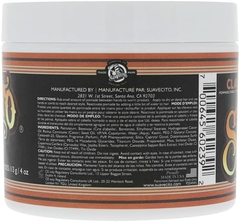 Suavecito Pomade Firme Clay for Men - Strong Hold, Low Shine Matte Finish - Professional Hair Styling Clay for Added Volume and Definition - 4 oz