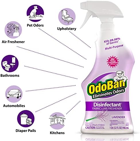OdoBan Ready-to-Use Disinfectant and Odor Eliminator, 32 Ounce Spray Bottle, Lavender Scent