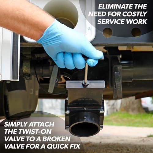 Valterra T58 Twist-On Waste Valve, Mess-Free Waste Valve for RV's, Campers, Trailers