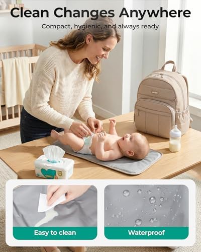 BAGSMART Baby Diaper Bag with Waterproof Pad, Camel