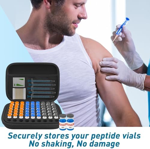 3ML Peptide Case – 63-Slot Peptide Organizer with Mesh Pocket, Fits 3ml Bottles, Peptide Storage Case for Fridge (Bag Only)