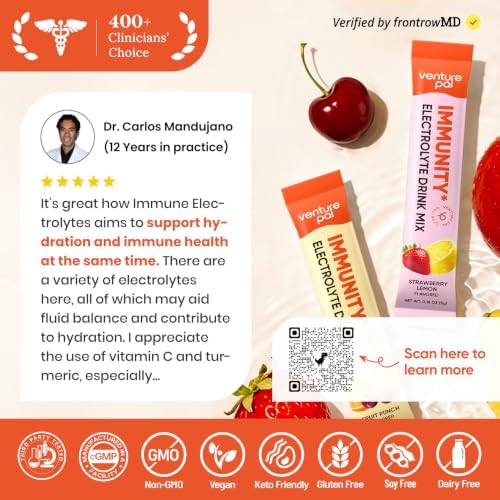 Venture Pal Sugar Free Hydration Packets+Immune-Liquid Daily IV Drink Mix