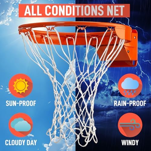 Basketball Net Replacement Heavy Duty - 12 Loop All Weather Hoop Net