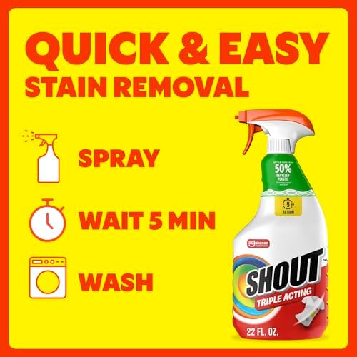 Shout Triple-Acting Active Enzyme Laundry Stain Remover Spray, 22oz