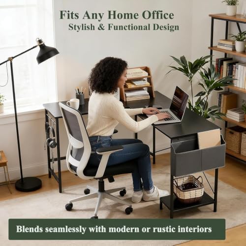 L Shaped Desk, 50 Inch Reversible Computer Desk with CPU Stand