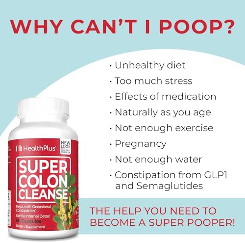 Health Plus Super Colon Cleanse Detox Capsules, 60 Day Supply, 240 Ct