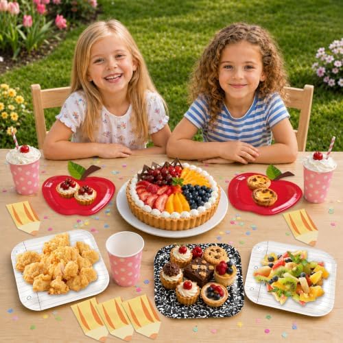 Back to School Decorations, First Day of School Apple Paper Plates Set