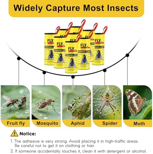 30 Rolls Fly Strips Traps for Home, Sticky Strips, Fly Paper Tape Catcher Ribbon for Gnat Fungus Fruit Flies