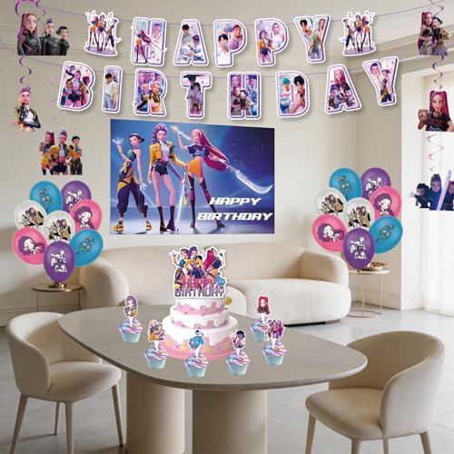 50 Pcs For K Pop Demon Hunters Party Supplies, Birthday Decorations Set