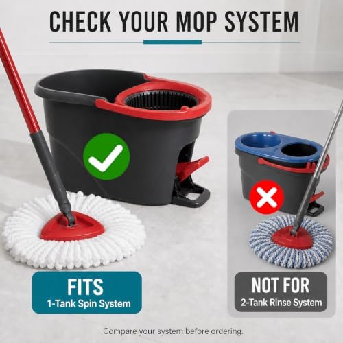 4 Pack Mop Head Replacement Compatible with O Cedar Triangle Swivel Mops,Spin Mop Replacement Head 100% Microfiber,Deep Cleaning,EPSUNORISE Compatible with O Cedar Mops(White)