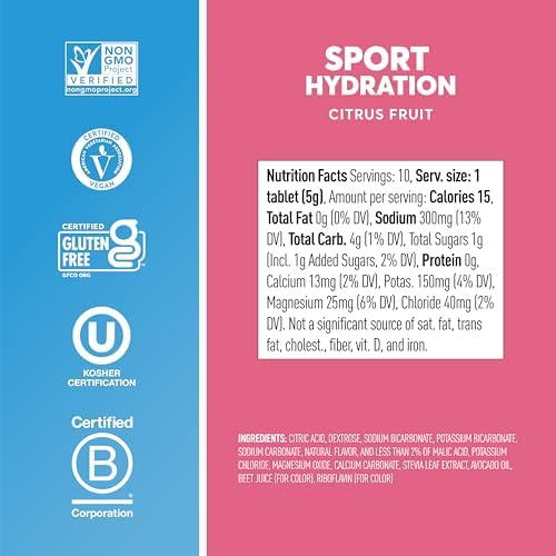 Nuun Sport Electrolyte Tablets Citrus Fruit, GF & Vegan, 8 Pack