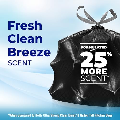 Hefty Ultra Strong Signature Scents 13G Trash Bags, Fresh Clean, 80ct