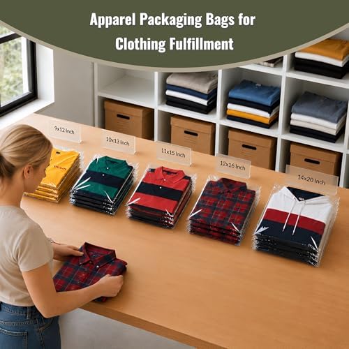 Wowfit 100 CT 14x20 Self Sealing Clear Bags for Packaging, Hoodies, Jackets