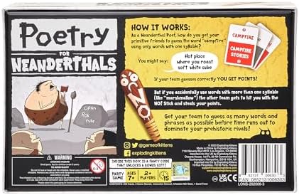 Exploding Kittens Poetry for Neanderthals, 2-6 Players, Ages 7+ Word Game