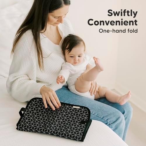 KeaBabies Portable Diaper Changing Pad, Easy Wipe Clean, 25x13 (Black Geo)