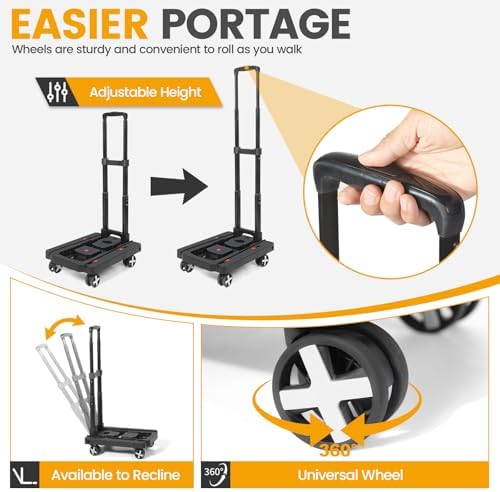 Orzbow Car Seat Dolly for Airport, Folding Car Seat Roller Cart, Black