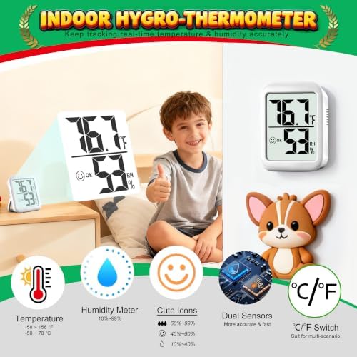 Antonki 2 Pack Room Thermometer Indoor Hygrometer