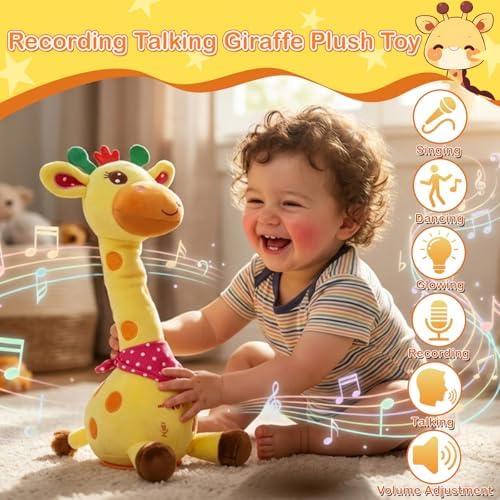 Hunfur Talking Dancing Giraffe Baby Toys,Repeat What You Say