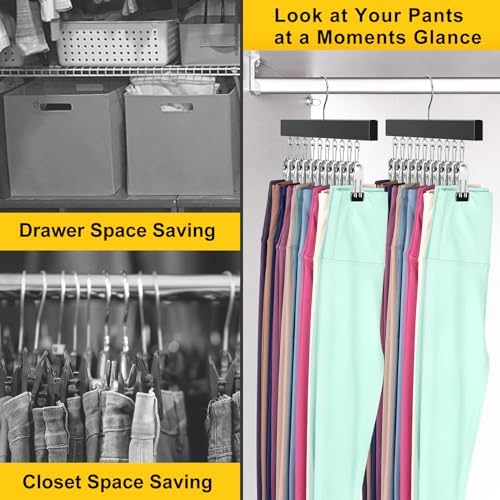 Legging Organizer for Closet, Pants Hangers with Clips