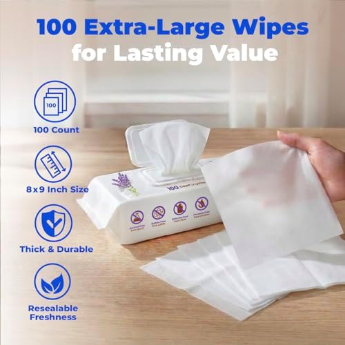 Best Pet Supplies Cleaning Dog Wipes - Calming Lavender, 100 Count
