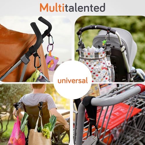 Baby Uma Stroller Hooks for Bags (2 Pack) - Non-Slip, One-Hand Use, 11 lb