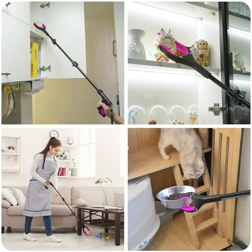 36" Grabber Reacher Tool, Foldable Reacher Grabber Pickup Tool with 360° Rotating Jaw & Two Magnets, Extra Long Trash Picker Upper Grabber, Lightweight Grabbers for Seniors, Pink