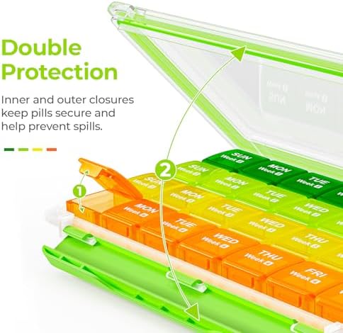 AUVON Moisture-Proof Monthly Pill Organizer, 28-Day Compartments