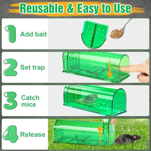 4 Pcs Humane Live Mouse Traps No Kill Reusable Mice Trap Catch