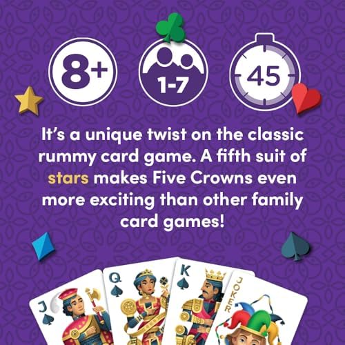 Five Crowns Rummy Style Card Game for Kids and Adults, Family Game Night