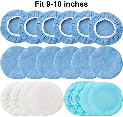 20 Pcs 9-10 Inch Microfiber Car Buffer Pads Polisher Bonnet Buffing Cover