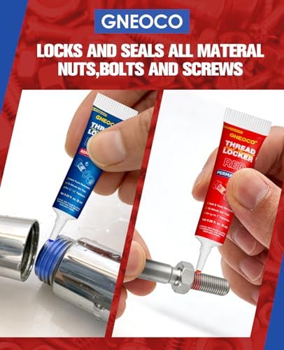 2 Pack Thread Locker Blue and Red 6mlx2 - Medium and Strong StrengthThreadlocker Metal Glue for Nuts, Bolts, Fasteners - Prevent Loosening/Corrosion (Blue and Red 6ml*2)