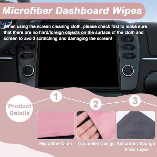 BFXM Car Screen Cleaner, 4.1''×4.1'' Pink Microfiber Dashboard Wipes