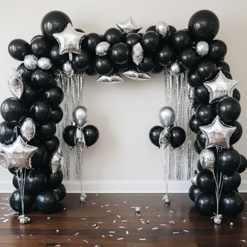 RUBFAC Balloons Black Balloon Arch for Black Birthday Decorations 154pcs