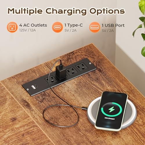 Huuger 63 Inch L Shaped Desk with Power Outlets & 0.95 Inch Thicker Desktop