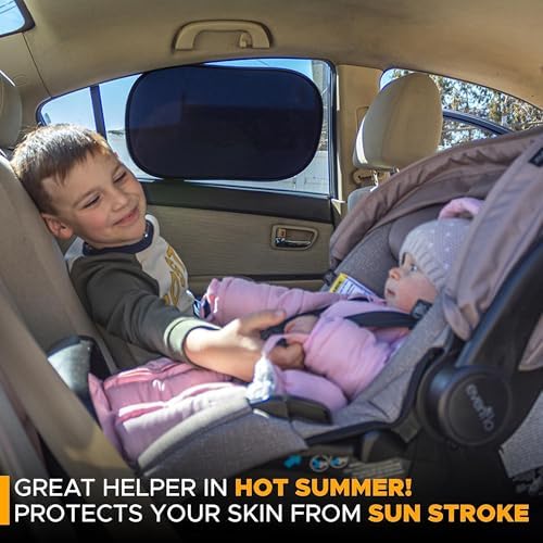 EcoNour Car Window Shades for Baby | Protects Baby from Sun & Heat (4 Pack)