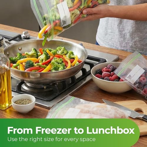 Baggies Variety Size Pack - 200 pcs, Leak Proof Freezer Bags