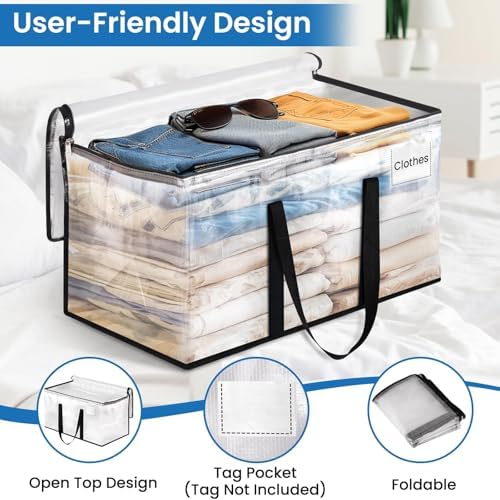 RoomHacks Moving Bags, Heavy Duty Large Storage Bags, 88L, 6 Pack, Clear