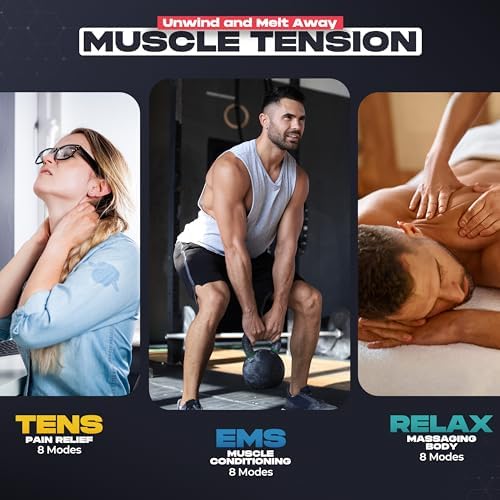 NEOCARBON TENS Unit Muscle Stimulator, Pulse Massager Machine, Red