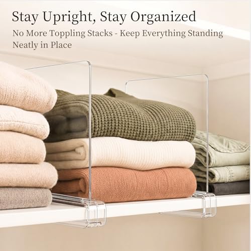 SortNStore Shelf Dividers Purse Organizer for Closet: Acrylic Clear 8 Pack