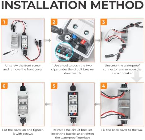 Solar Panel Disconnect Switch 1000V 60A PV Disconnect Switch Outdoor Miniature Circuit Breaker IP65 for Solar PV Homes Battery (1000V 60 Amp)
