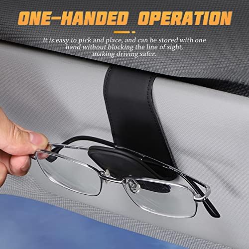 AICEL Sunglasses Holders for Car Sun Visor, Leather Magnetic Clip, Black