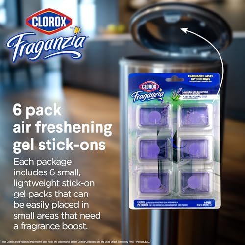 Clorox Fraganzia Stick-On Gel Fresheners, Lavender Eucalyptus, 6 Count