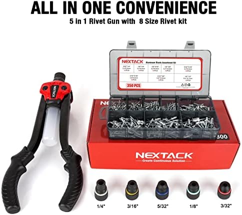 NEXTACK 1/4 Rivet Gun Kit NT300 w/ 350 Blind Pop Rivets