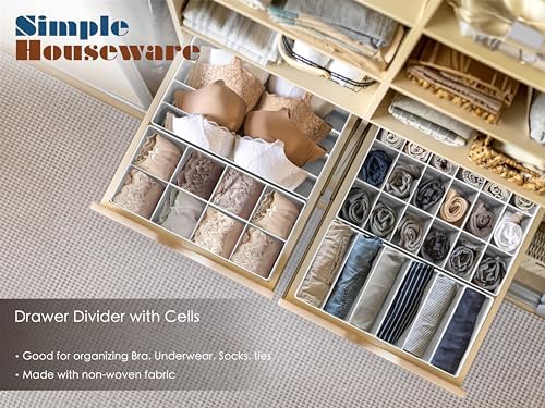 Simple Houseware 4-Pack Drawer Organizer Set for Underwear/Socks/Bra, Gray