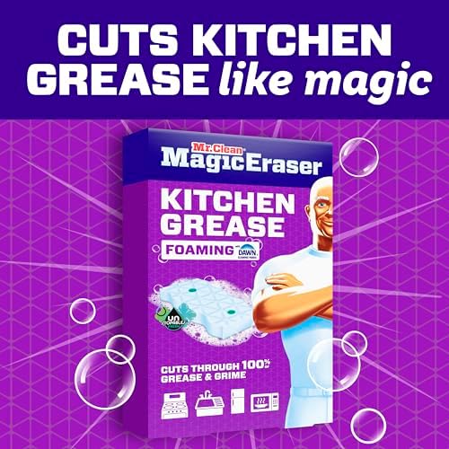 Mr. Clean Magic Eraser Foaming Sponge, Kitchen Grease Eraser, Dawn Cleaning Power, Oven Cleaner, Unstopables Fresh, 6ct