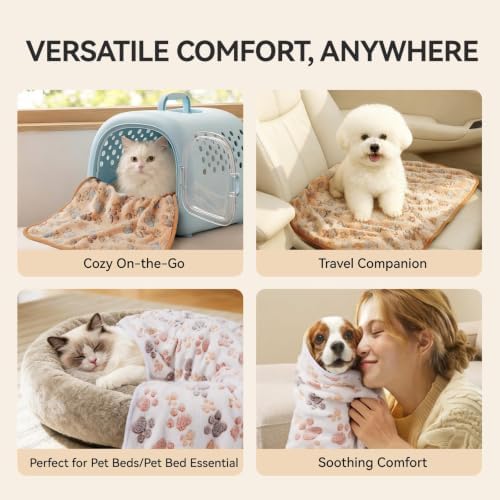 LINENLUX Dog Blankets 3-Pack, Super Soft Fluffy Fleece Pet Throw Warm
